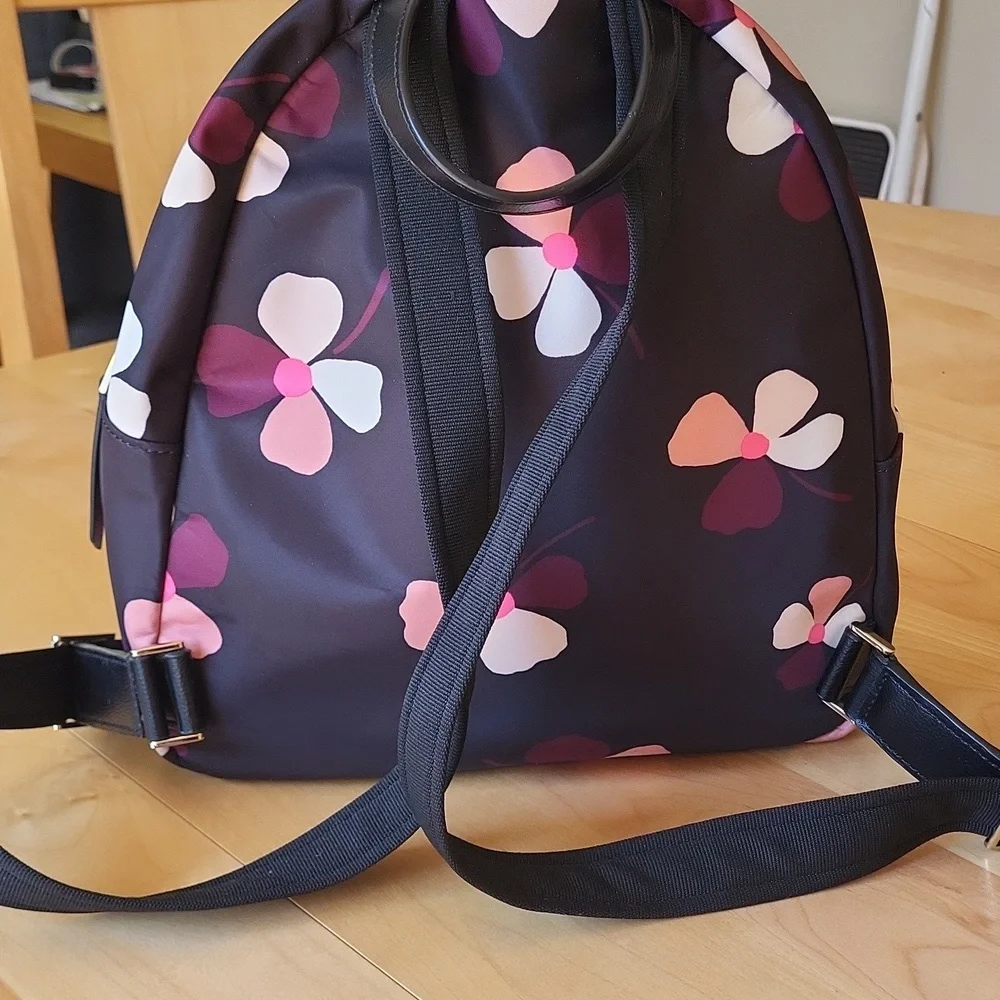 Kate Spade Black and Pink Floral Backpack - Picture 2 of 6
